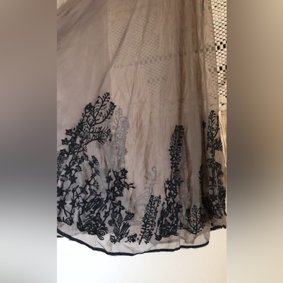 Biya Johnny Was Sheer Embroidered Dress Brown Black Size Small - Picture 3 of 7